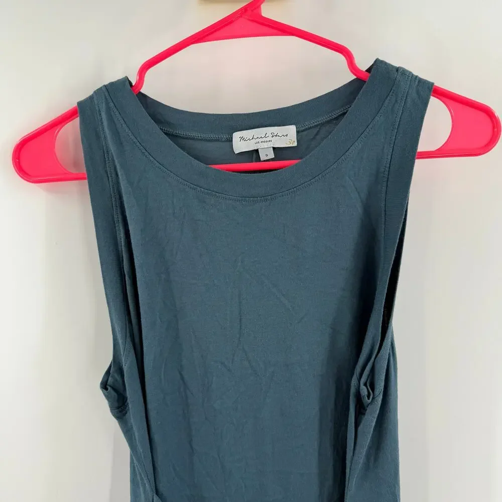 Michael Stars Solange Dress Size Small NEW Tie Waist Maxi Pebble Blue NWOT - Picture 7 of 15